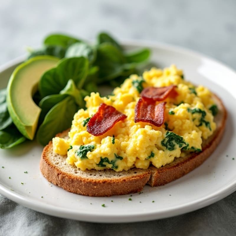 Cottage Cheese Scramble with Spinach and Turkey Bacon