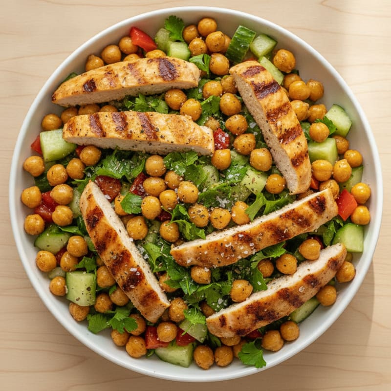 High-Protein Chickpea and Grilled Chicken Salad