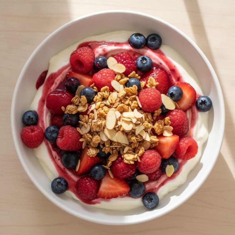 Silky Greek Yogurt Protein Pudding with Mixed Berries