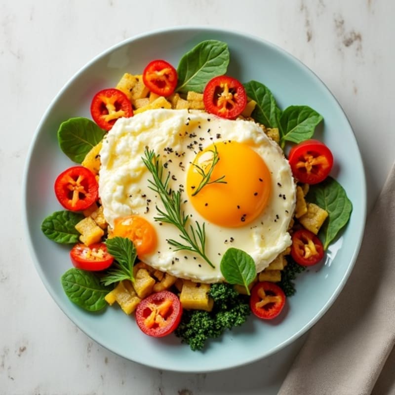 Egg White Veggie Scramble with Cottage Cheese