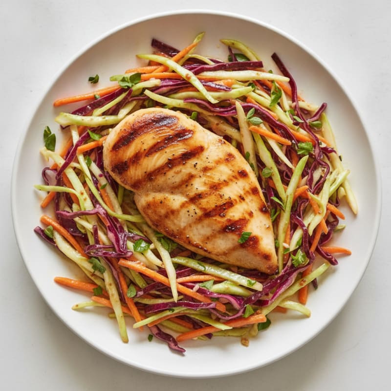 Grilled Chicken Breast with Crunchy Cabbage Slaw