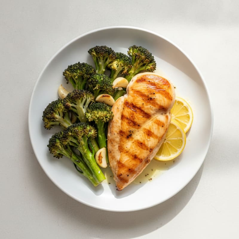 Grilled Citrus-Garlic Chicken Breast with Roasted Broccoli