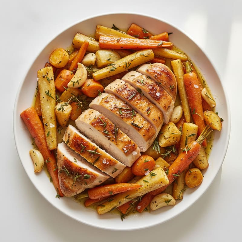 Garlic Herb Roasted Chicken with Root Vegetables