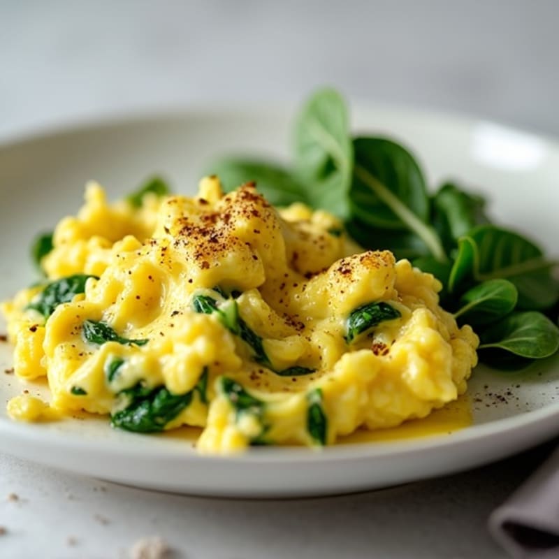 Creamy Scrambled Eggs with Spinach and Avocado