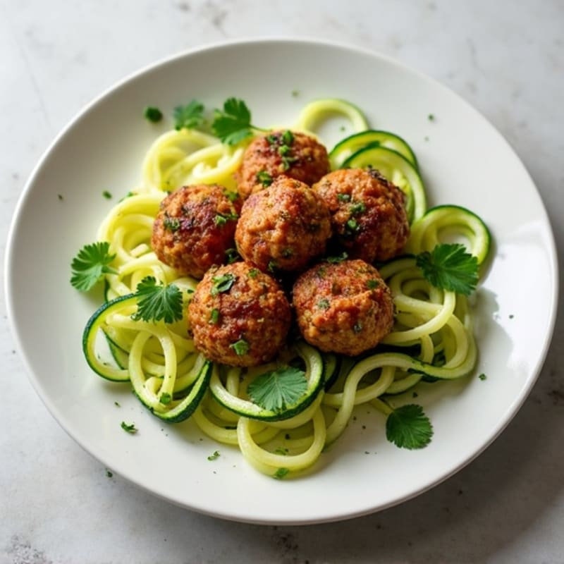 Herb-Seasoned Turkey Meatballs with Zucchini Noodles