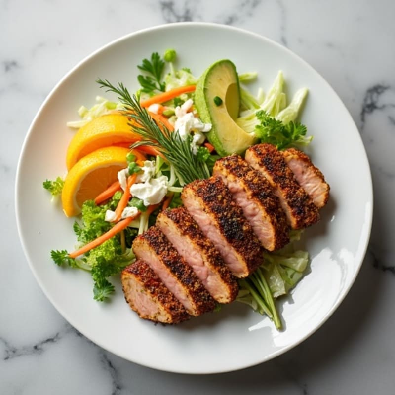 Herb-Crusted Seared Tuna with Citrus Slaw