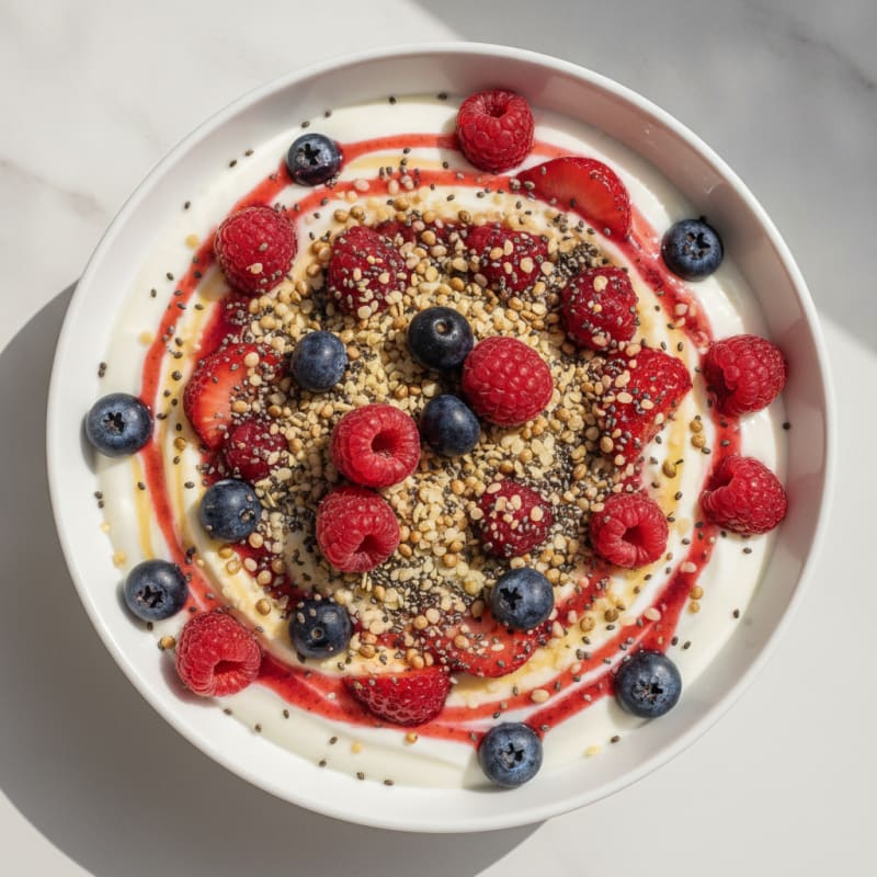 Greek Yogurt Protein Parfait with Mixed Berries
