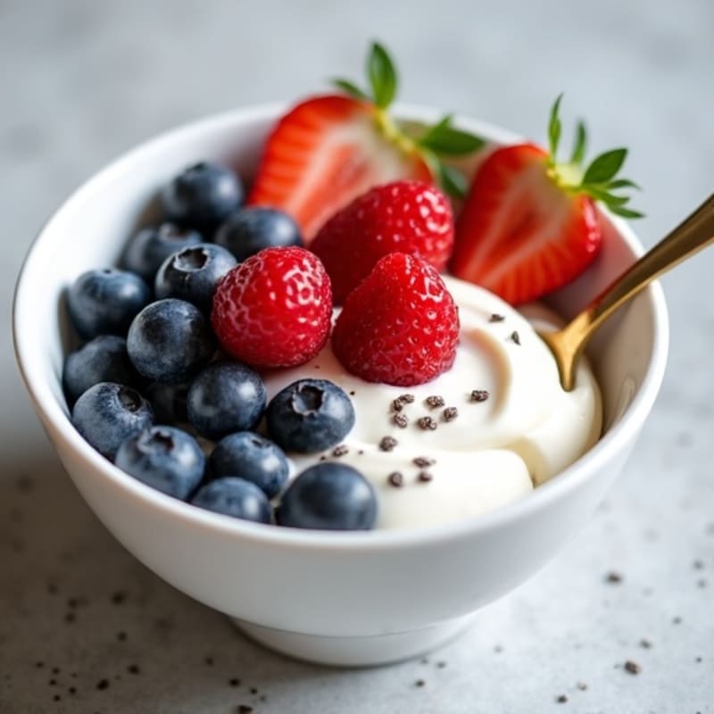 Creamy Vanilla Protein Yogurt Bowl with Fresh Berries