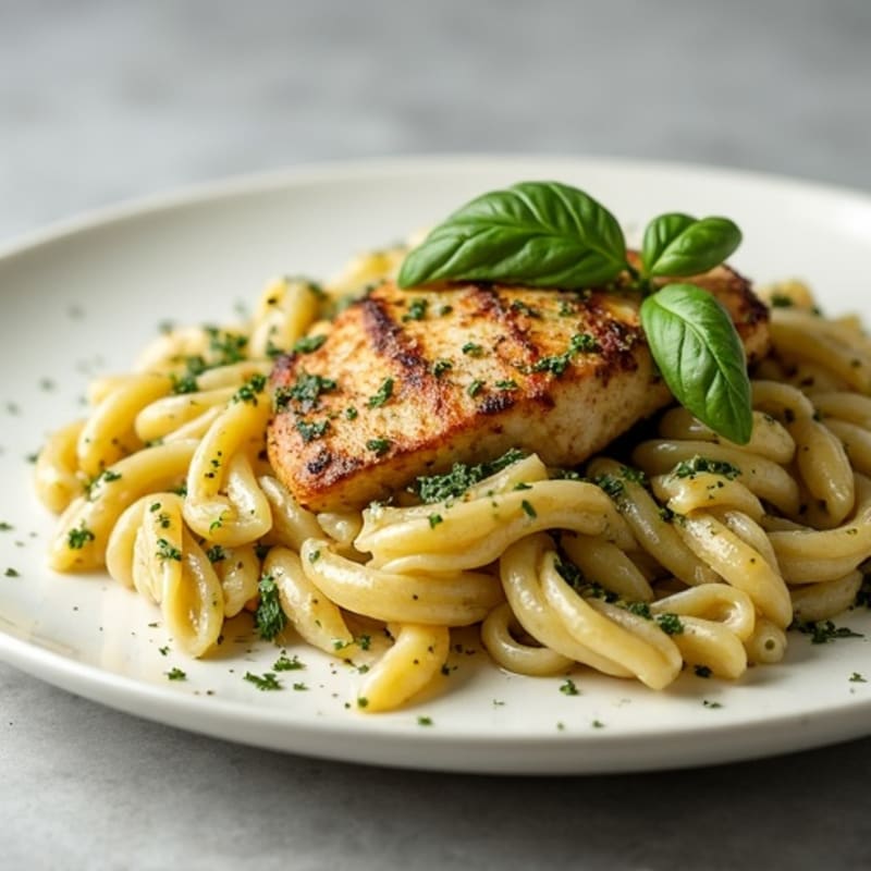 Creamy Herb-Roasted Chicken Pesto Pasta