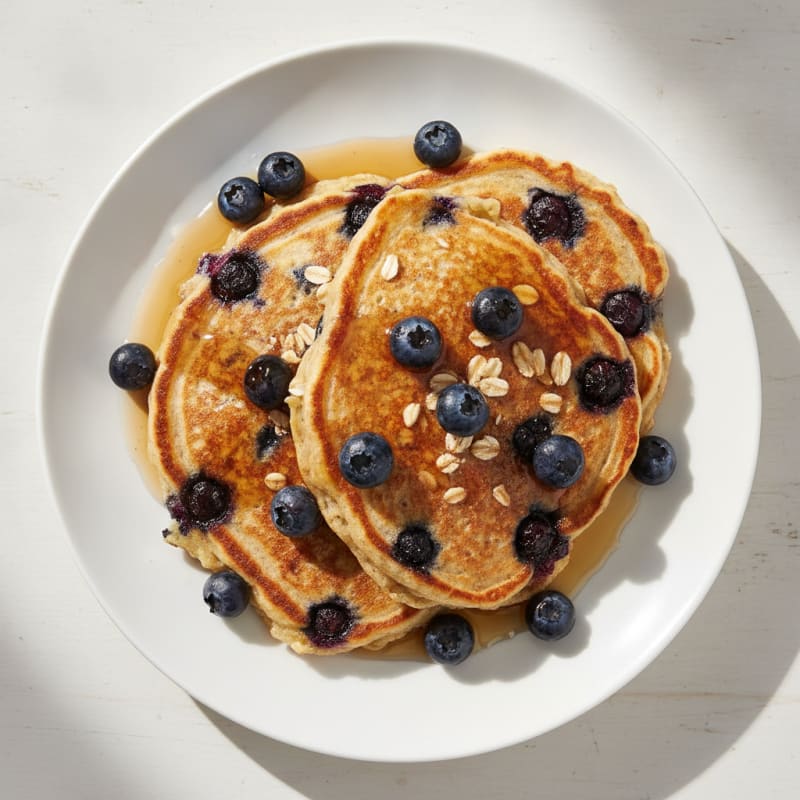 Blueberry Protein Pancakes with Maple Syrup