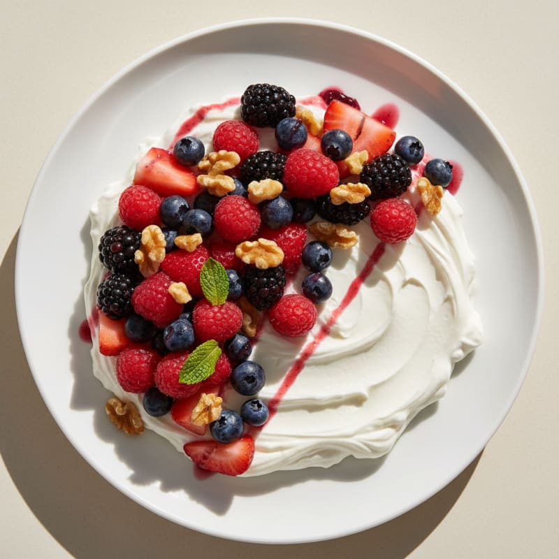 Greek Yogurt Protein Pudding with Mixed Berries