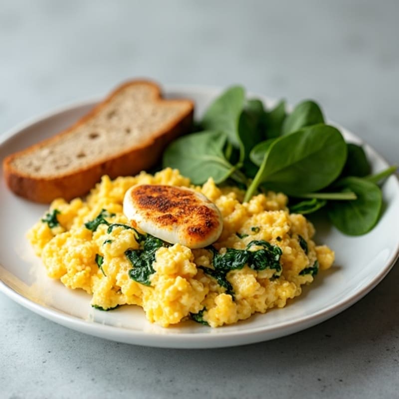 Cottage Cheese Scramble with Spinach and Smoked Turkey