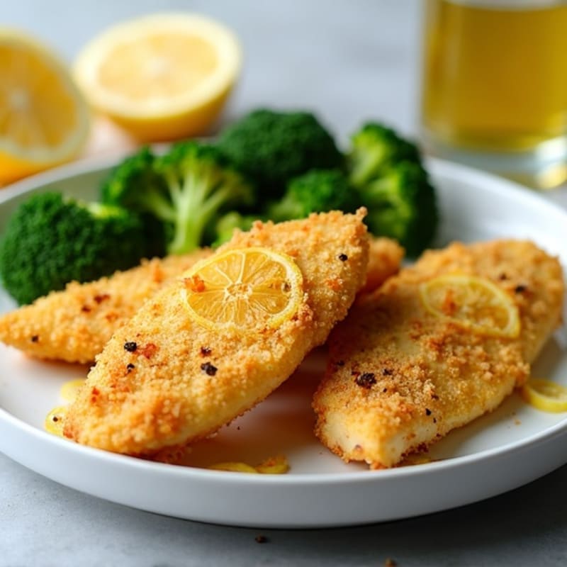 Crispy Lemon Garlic Chicken Tenders with Roasted Broccoli