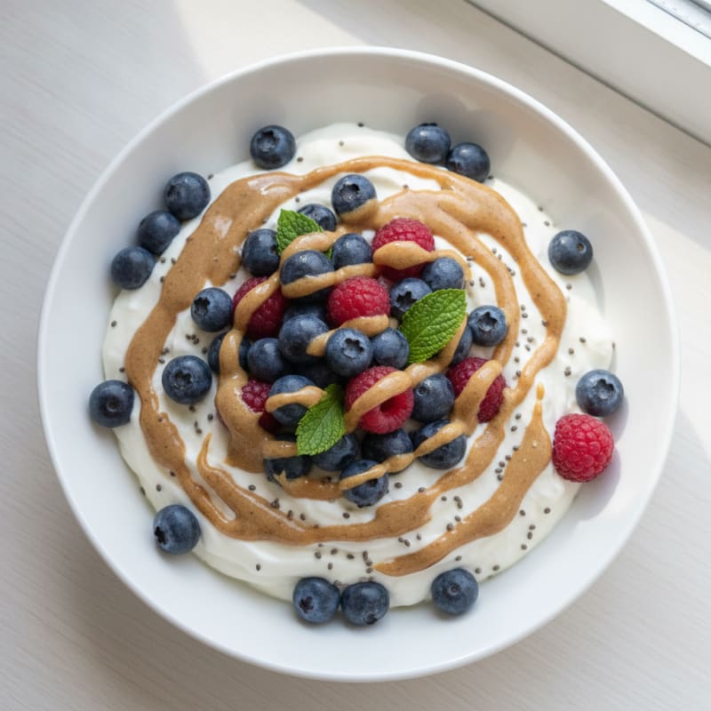 Silky Greek Yogurt Protein Pudding with Berries