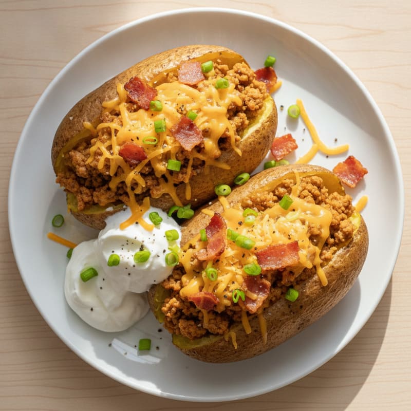Loaded Baked Potatoes with Crispy Bacon