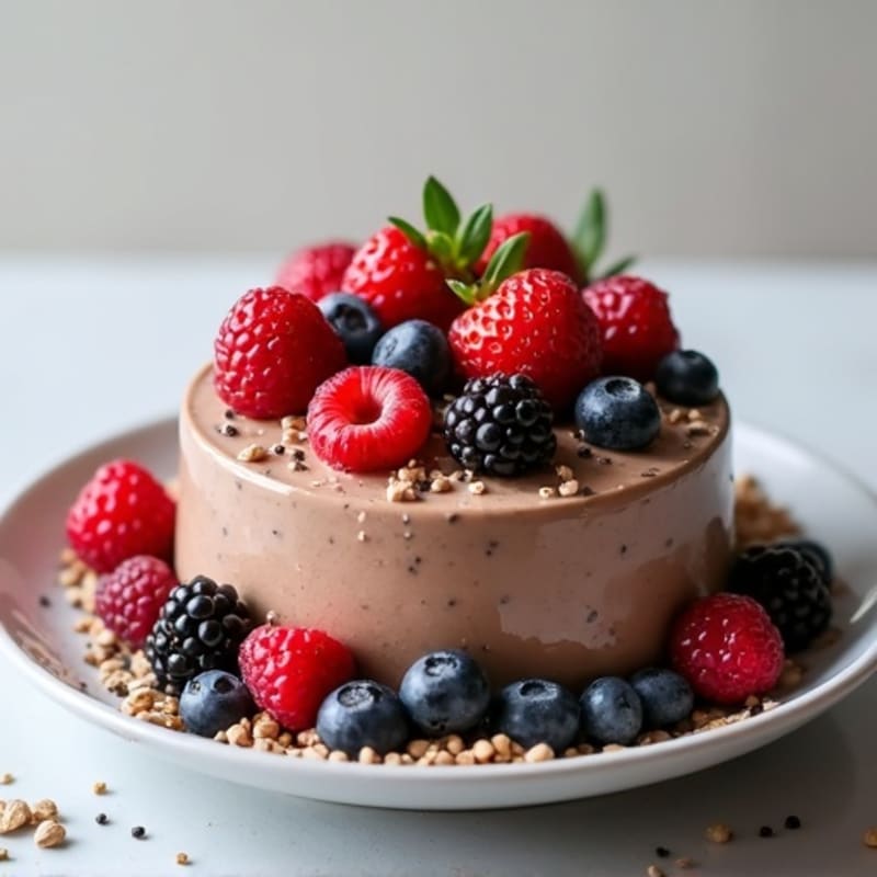 Chocolate Protein Greek Yogurt with Chia and Mixed Berries