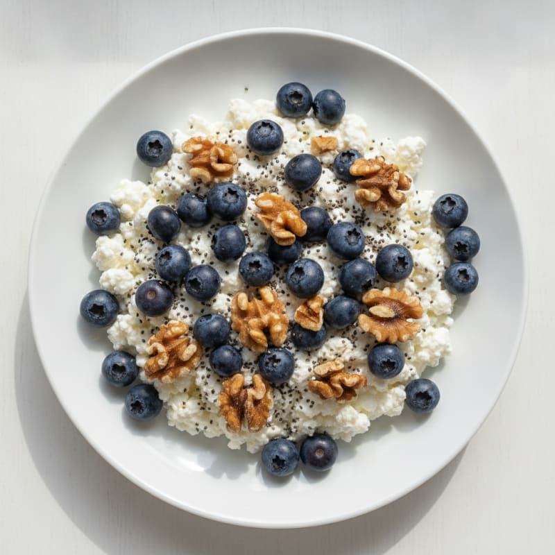 Cottage Cheese and Berry Protein Bowl with Chia Seeds