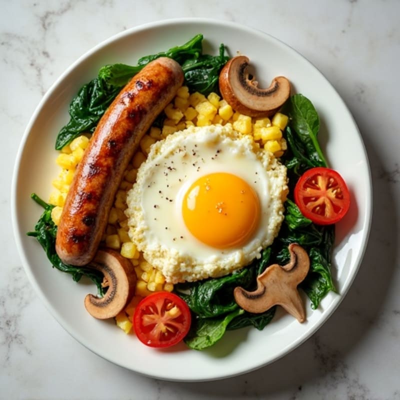 Egg White Scramble with Turkey Sausage and Spinach
