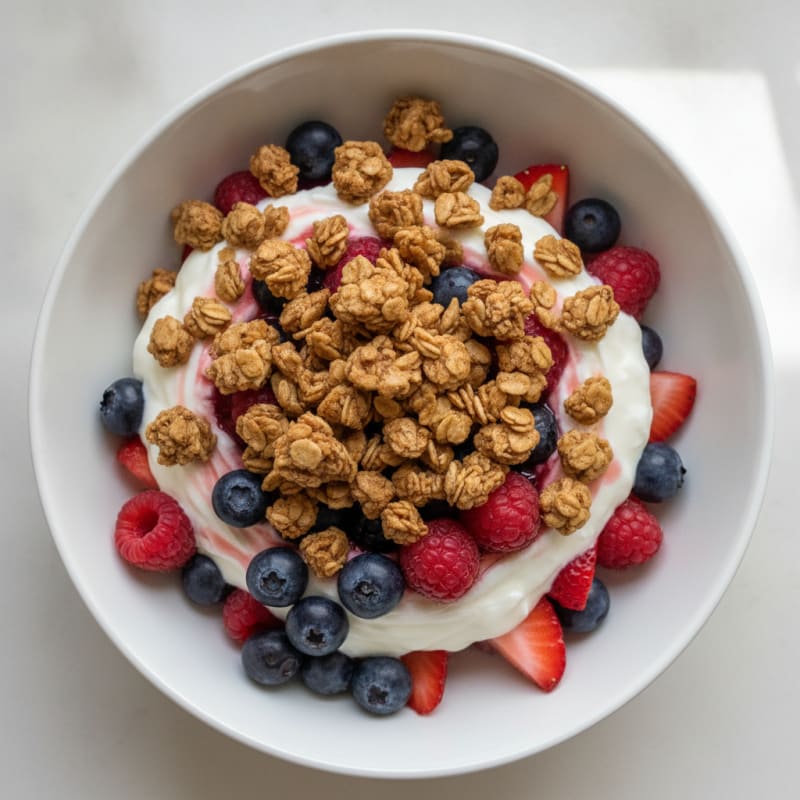 Silky Greek Yogurt Berry Parfait with Protein Granola
