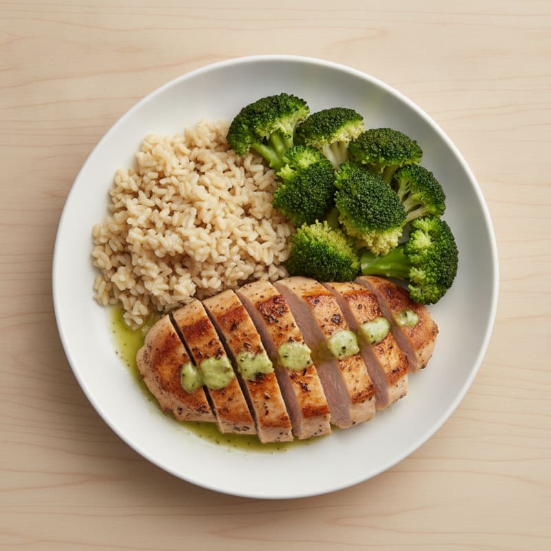 Seared Turkey Breast with Steamed Broccoli and Brown Rice