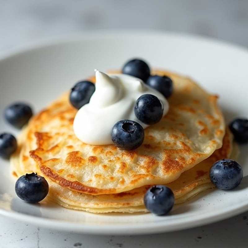 Delicate Rice Flour Crepes with Fresh Blueberries