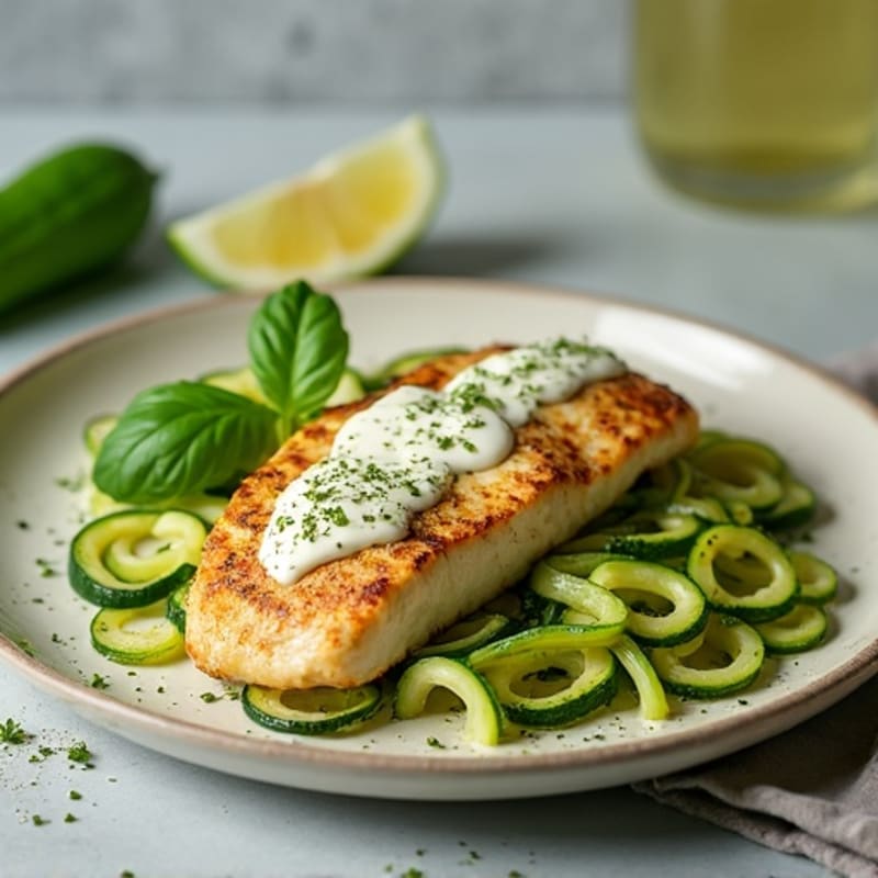 Creamy Pesto Chicken with Zucchini Noodles