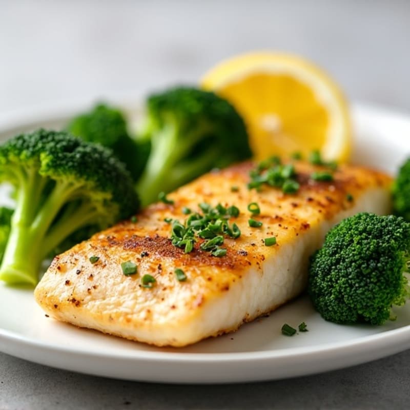 Seared Tilapia with Steamed Broccoli and Lemon