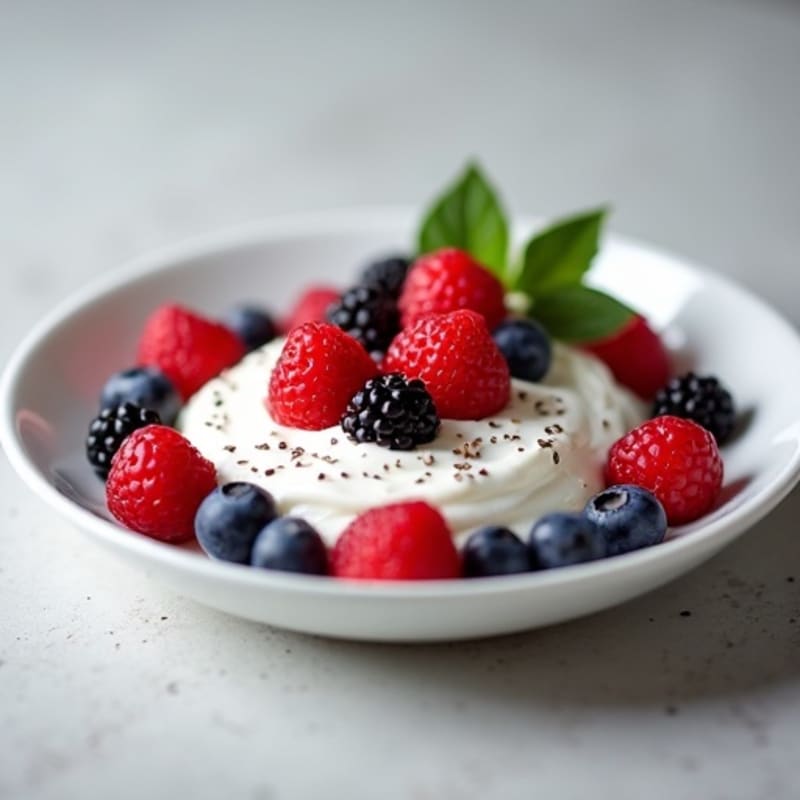 Silky Greek Yogurt Protein Mousse with Mixed Berries