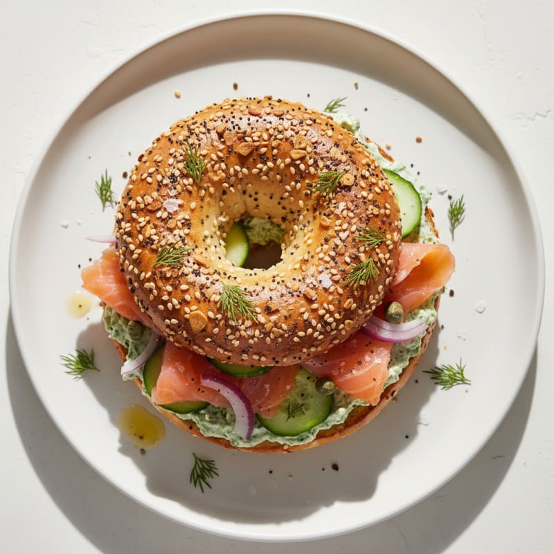 Creamy Smoked Salmon Everything Bagel