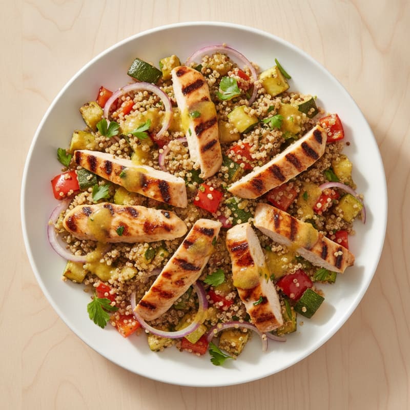 Grilled Chicken and Quinoa Salad with Roasted Vegetables