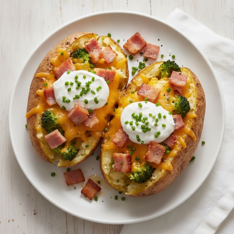 Loaded Baked Potatoes with Crispy Bacon