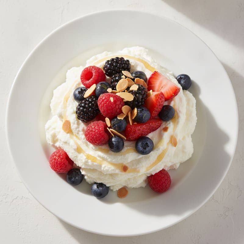 High-Protein Greek Yogurt Mousse with Mixed Berries