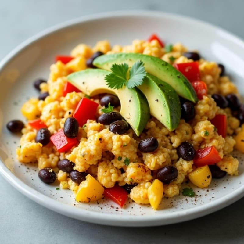 Egg White Scramble with Black Beans and Roasted Peppers