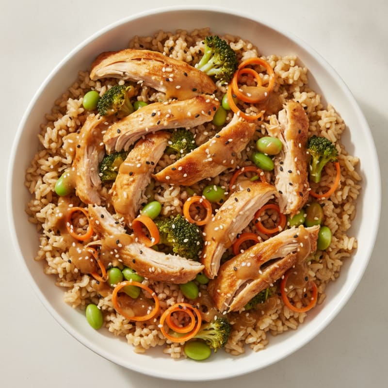 Rotisserie Chicken Edamame Rice Bowl