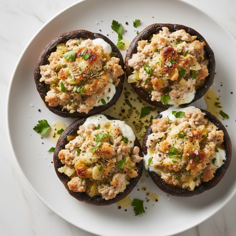 Creamy Herb-Stuffed Portobello Mushrooms