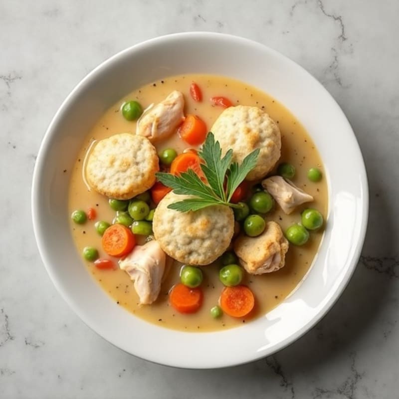 Creamy Chicken and Vegetable Stew with Fluffy Herb Dumplings