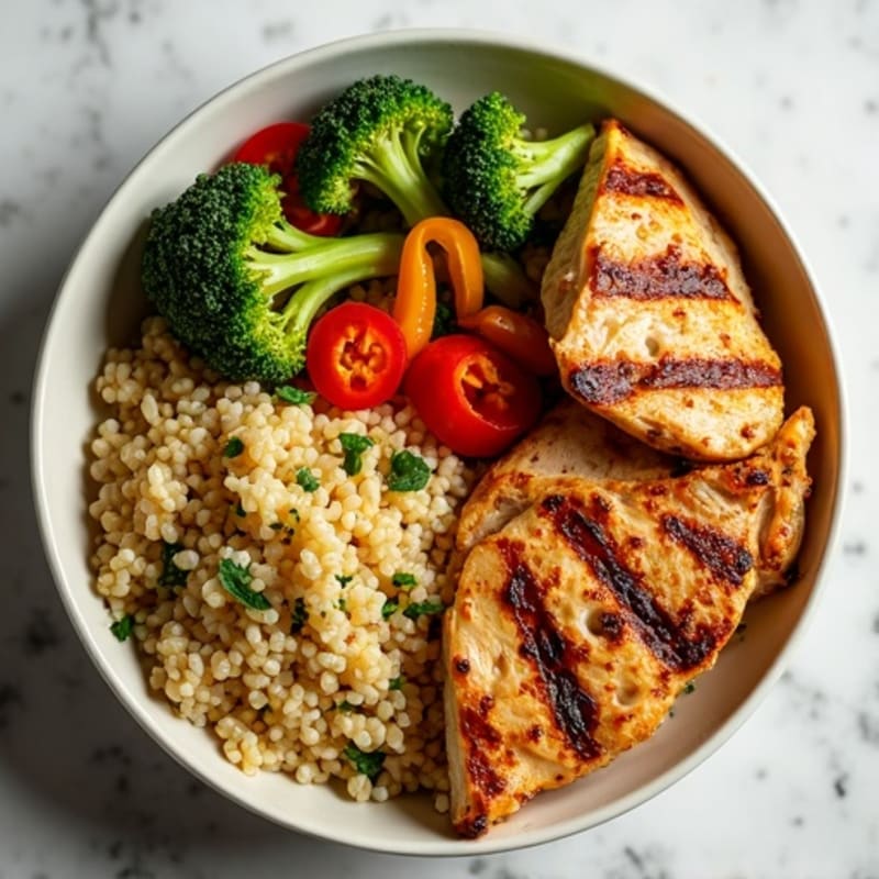 Grilled Chicken and Quinoa Power Bowl with Roasted Vegetables