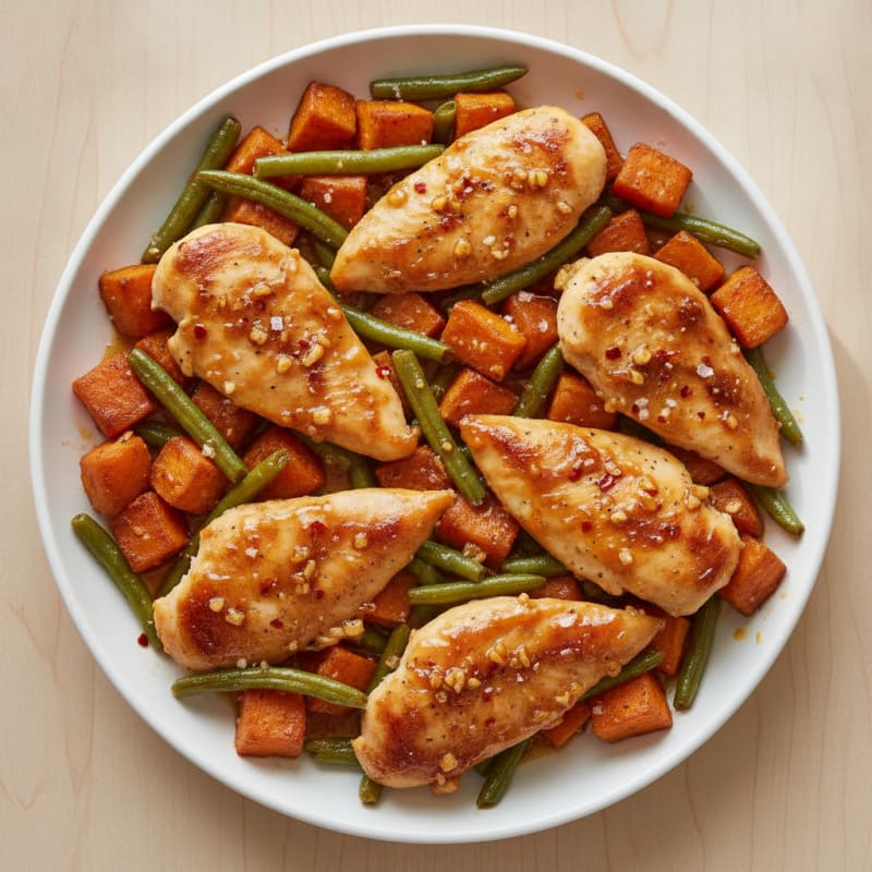Sheet Pan Honey-Garlic Chicken and Sweet Potatoes
