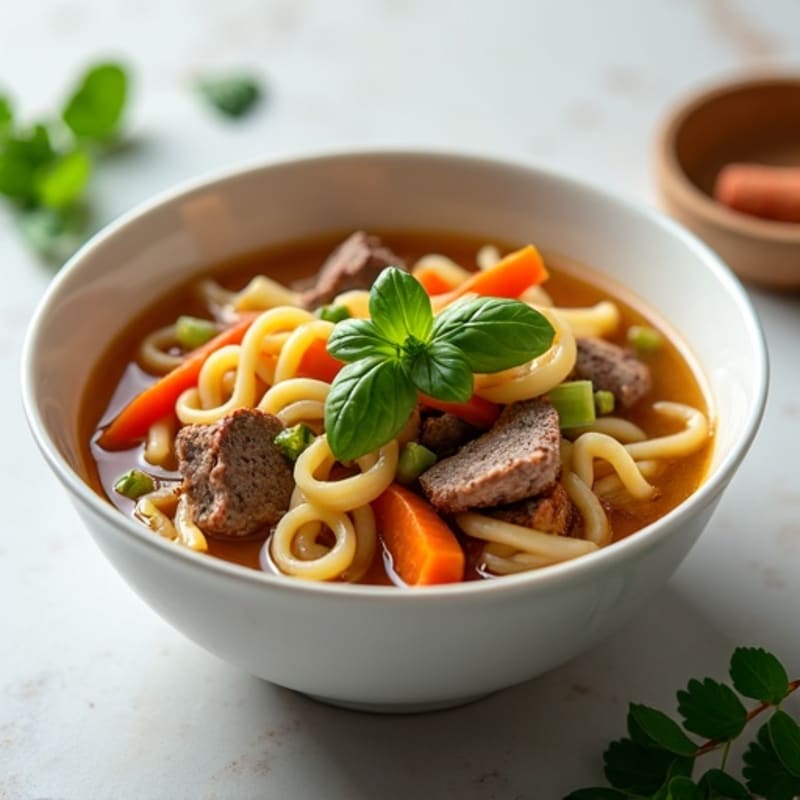 Slow-Simmered Beef Noodle Soup with Fresh Herbs