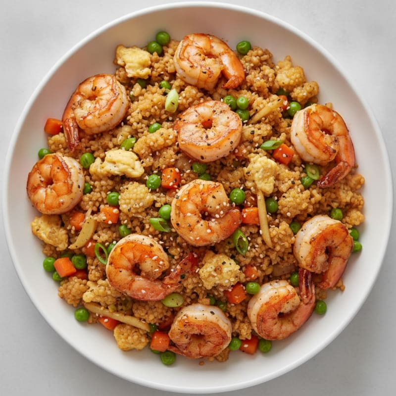 Cauliflower Shrimp Fried Rice with Sweet Soy