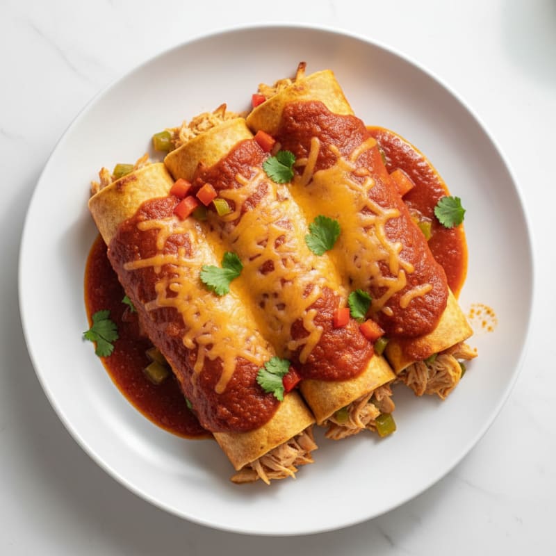 Mexican Chicken Enchiladas with Red Chili Sauce