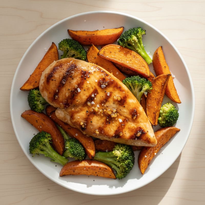 Honey-Garlic Chicken with Roasted Sweet Potatoes