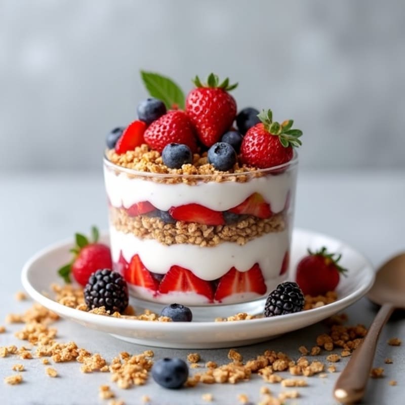 Greek Yogurt Parfait with Mixed Berries and Almond Butter