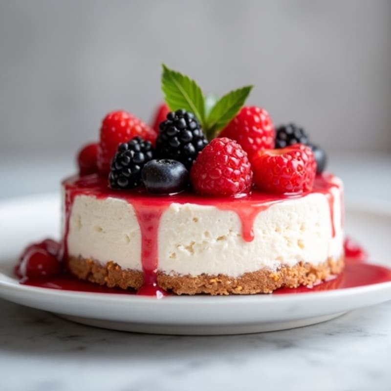 Greek Yogurt Protein Cheesecake with Mixed Berries