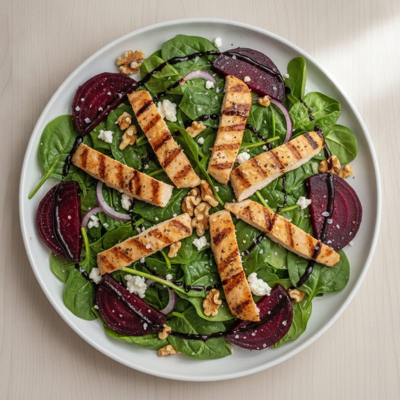 Roasted Beet and Spinach Salad
