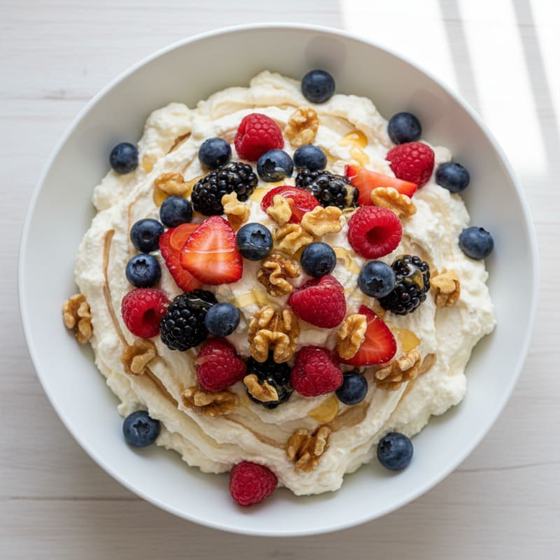 Greek Yogurt Protein Mousse with Mixed Berries