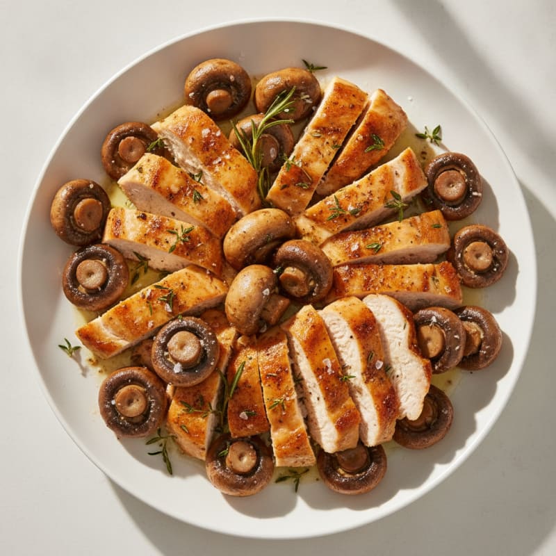 Garlic Butter Roasted Mushrooms and Herb Chicken