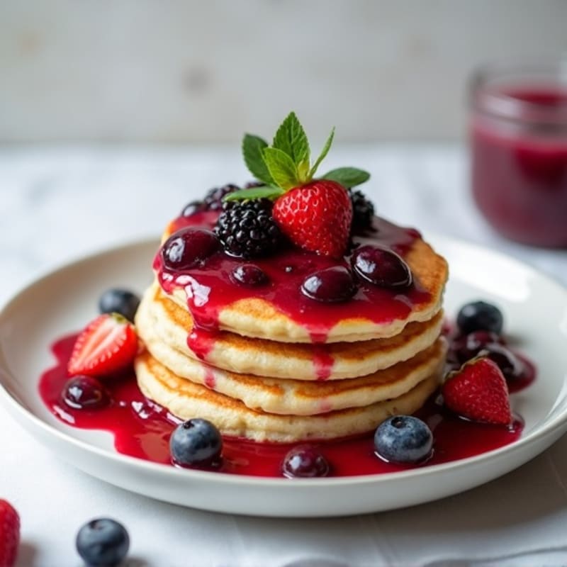 Fluffy Protein Pancakes with Berry Compote