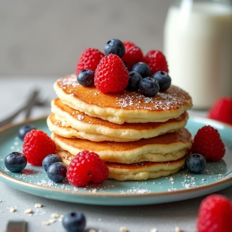 Fluffy Protein Pancakes with Fresh Berries