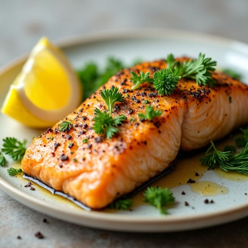 Herb-Crusted Pan Seared Salmon with Lemon